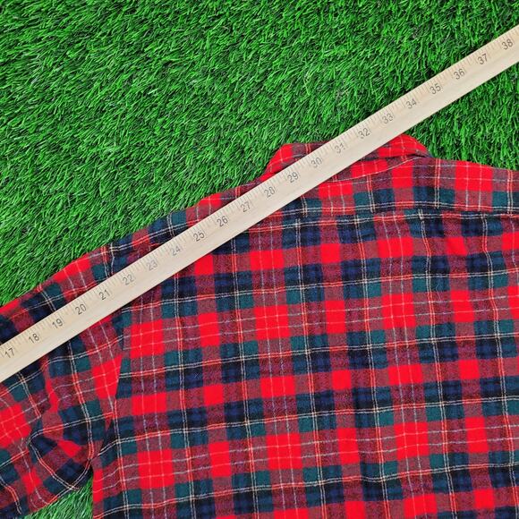 Vintage Pendleton Flannel Plaid Button Shirt Large 22x28 Wool - Picture 5 of 11